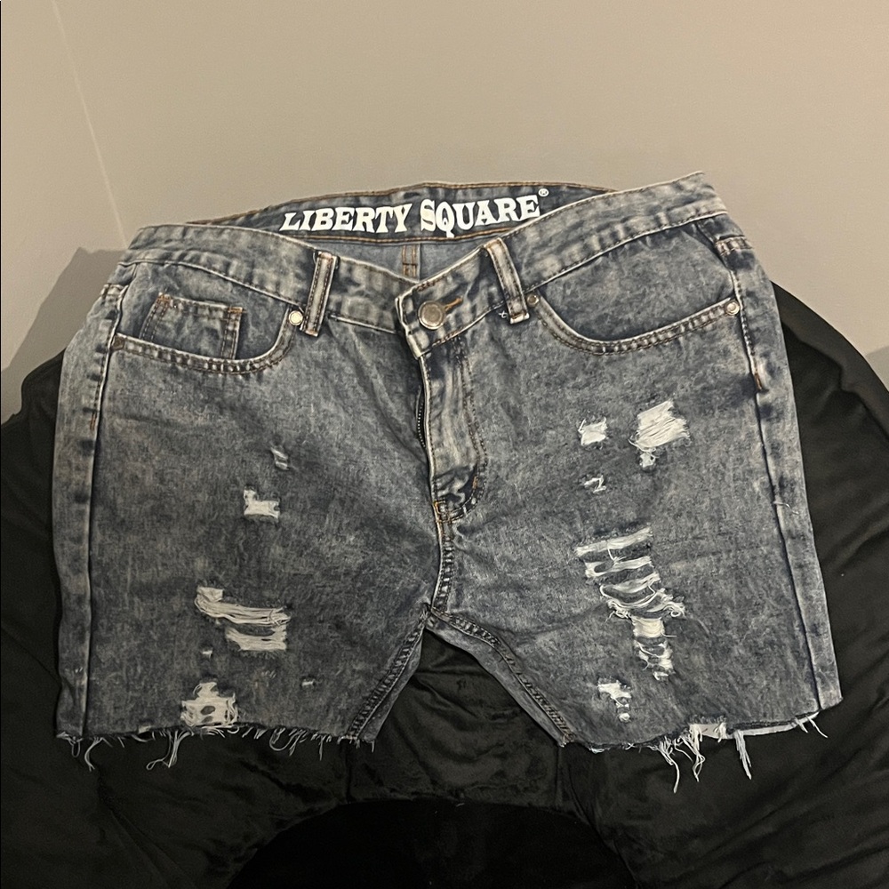 Liberty Square Distressed Denim Shorts
